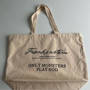 Frankenstein Tote Bag Netflix Only Monsters Play God Heart Del Toro film Canvas